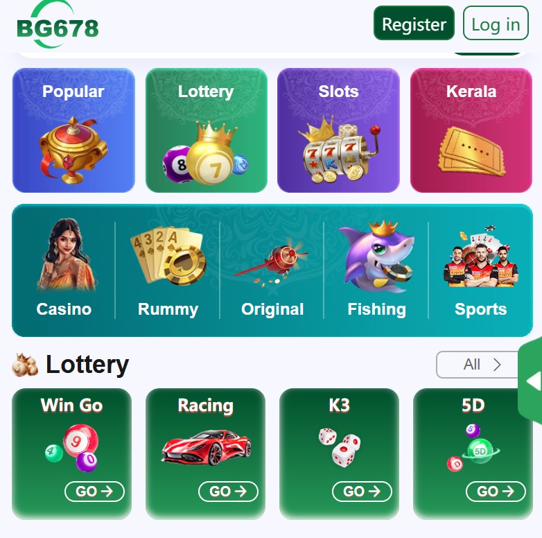 BG 678 popular games including Wingo lottery casino and online games
