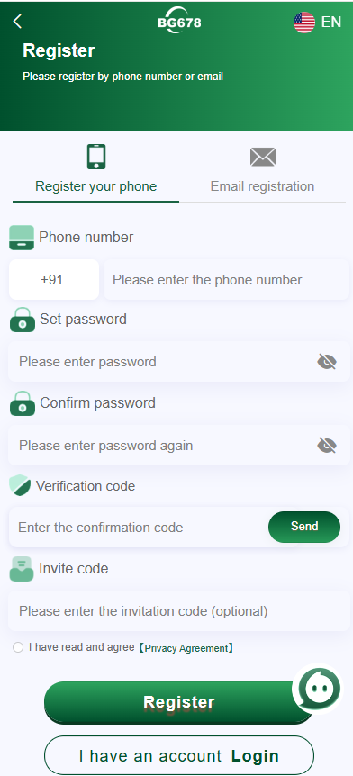 BG 678 Register new account and invitation code registration guide
